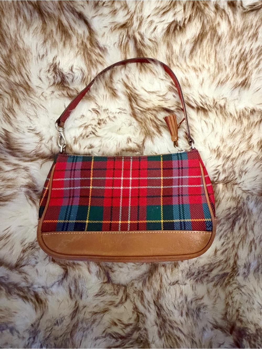 VINTAGE COACH Y2K Plaid Tartan Tassel Demi Pochette Mini Shoulder Baguette Purse - Picture 3 of 14